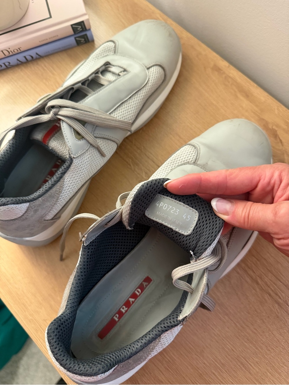 Prada Cup Men's Gray Casual Lace-Up Sneakers - Picture 9 of 16